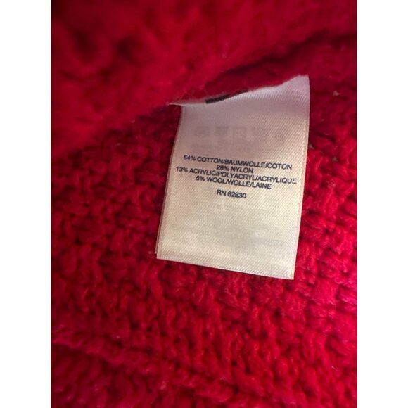 Lands End Red Cable Knit Sweater S/T 6-8 Cotton/Nylon/Acrylic/Wool Womens Appare - Picture 4 of 6